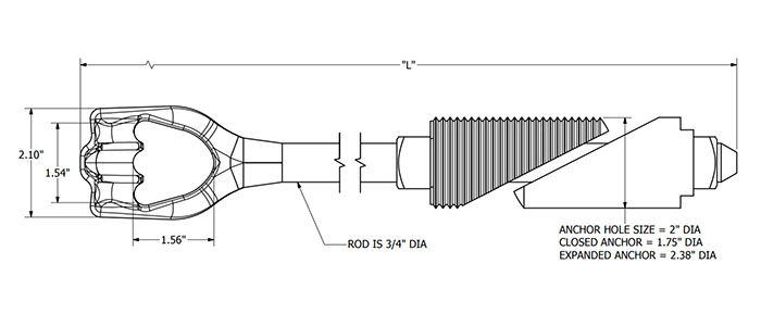 utility Expanding Rock Anchor Drawing