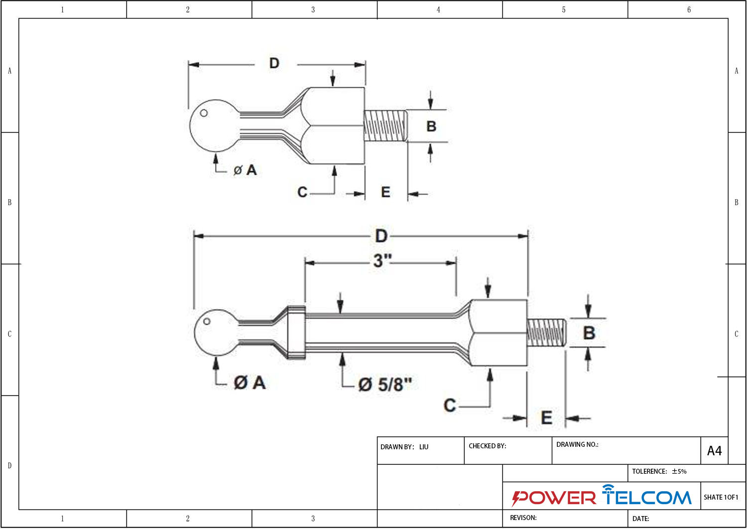 Grounding Ball Stud drawing