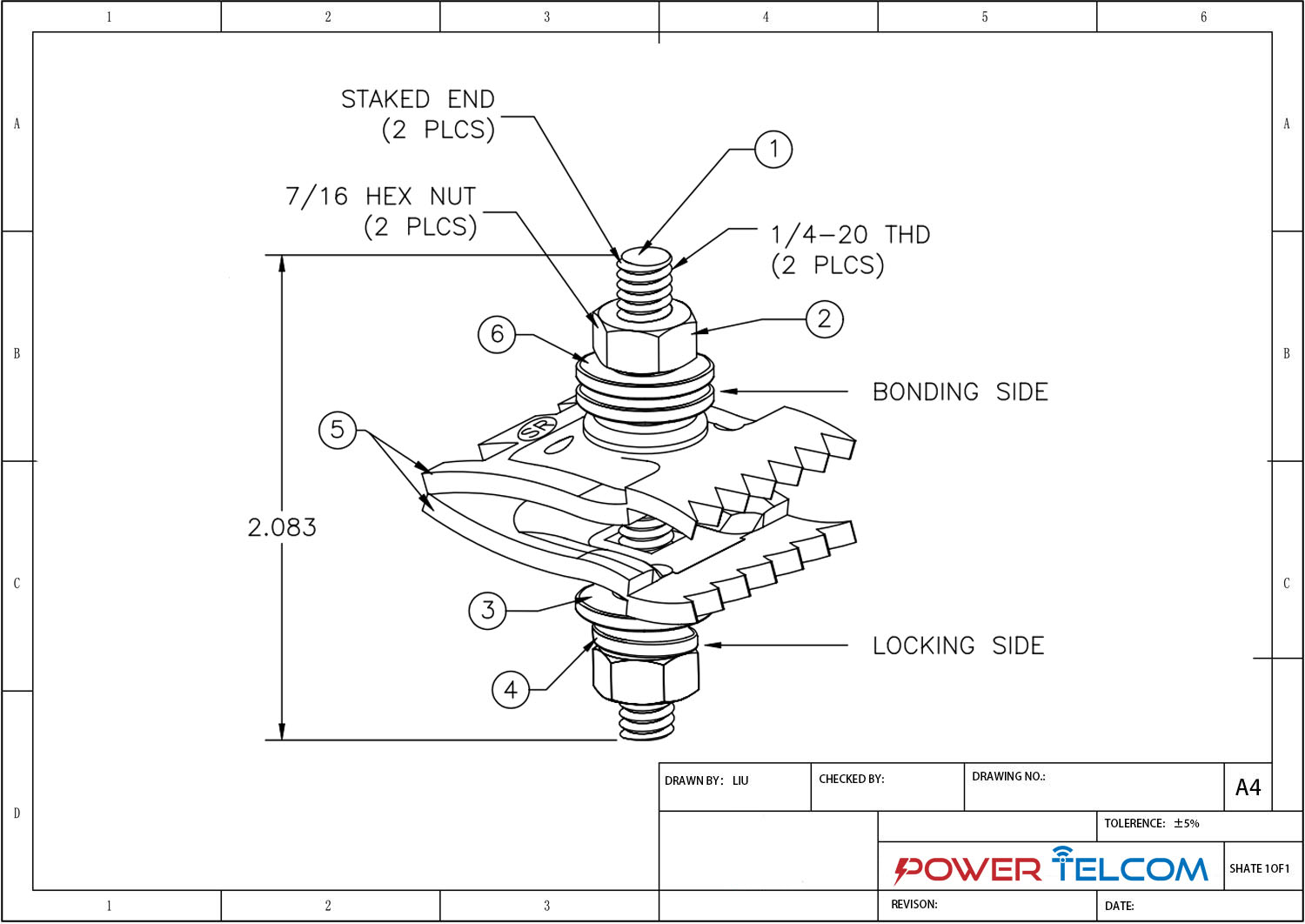 I-Beam Grounding Clamp Drawing